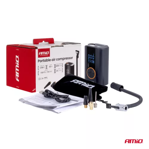 AMiO hordozható légkompresszor LED 40W USB-C ACOMP-25 (04414)