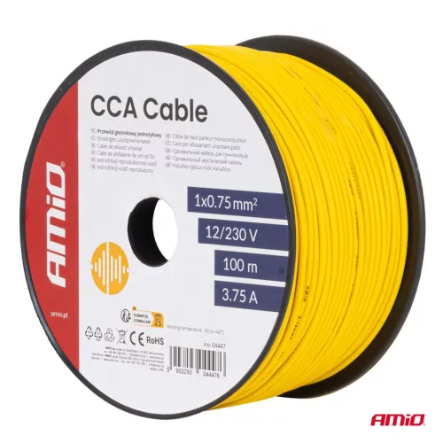 AMiO CCA hangszórókábel CCA 1x0.75mm2 100m 3.75A 12/230V (04447)