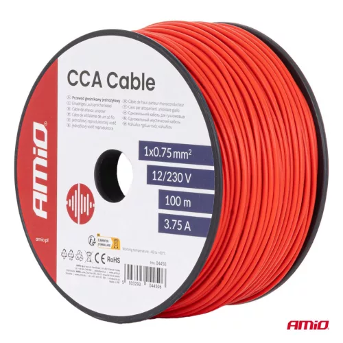 AMiO CCA kábel 1x0.75mm2 100m 3.75A 12/230V (04450)