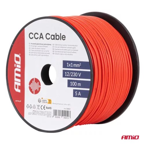 AMiO CCA kábel 1x1mm2 100m 5A 12/230V (04451)