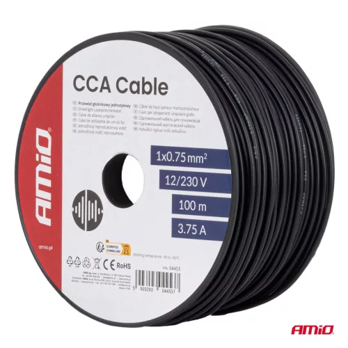 AMiO CCA kábel 1x0.75mm2 100m 3.75A 12/230V (04453)