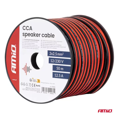 AMiO CCA kábel 2x2.5mm2 50m 12.5A (04460)