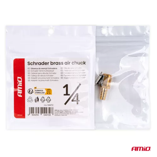 AMiO Schrader sárgaréz szelepcsatlakozó 1/4" NPT (04472)