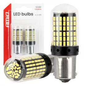   AMiO CANBUS LED izzó, BA15s (1156), P21W/R10W/R5W, 144 SMD 3030, 12/24 V (04473)