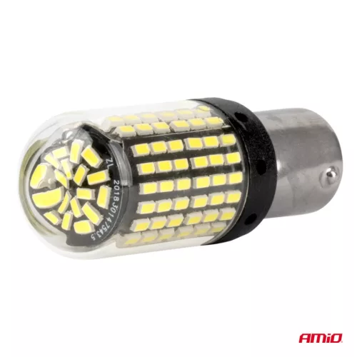 AMiO CANBUS LED izzó, BA15s (1156), P21W/R10W/R5W, 144 SMD 3030, 12/24 V (04473)