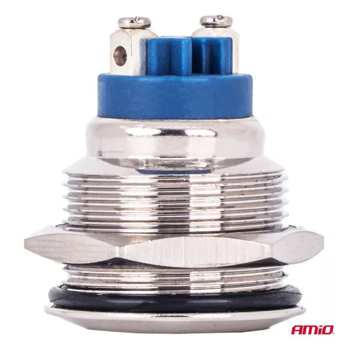 AMiO kerek acélkapcsoló ON/OFF 19mm 5A 12/230V (04474)