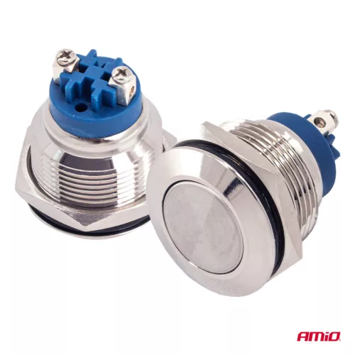 AMiO kerek acélkapcsoló ON/OFF 19mm 5A 12/230V (04474)
