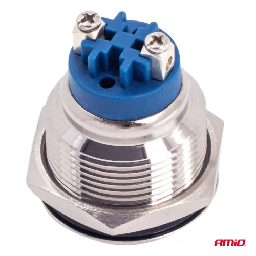 AMiO kerek acélkapcsoló ON/OFF 19mm 5A 12/230V (04474)