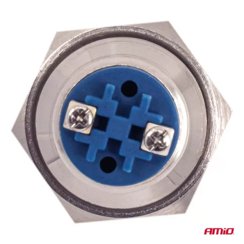 AMiO kerek acélkapcsoló ON/OFF 19mm 5A 12/230V (04474)