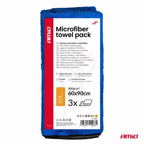 AMiO mikroszálas törlőkendő csomag 800gsm 60x90cm 3 db (04487)