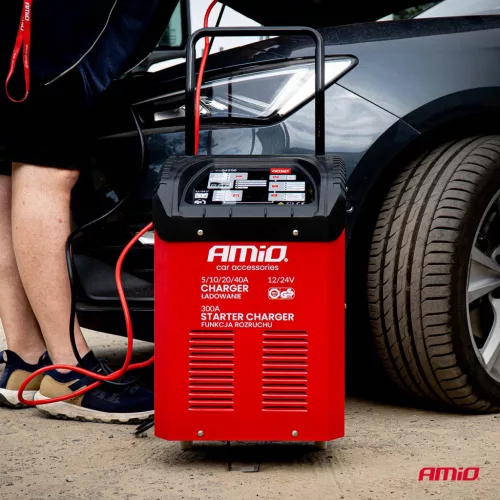 AMiO akkumulátortöltő indításrásegítéssel max. 40A, 12V, 24V, indítóáram 300A, (04500)