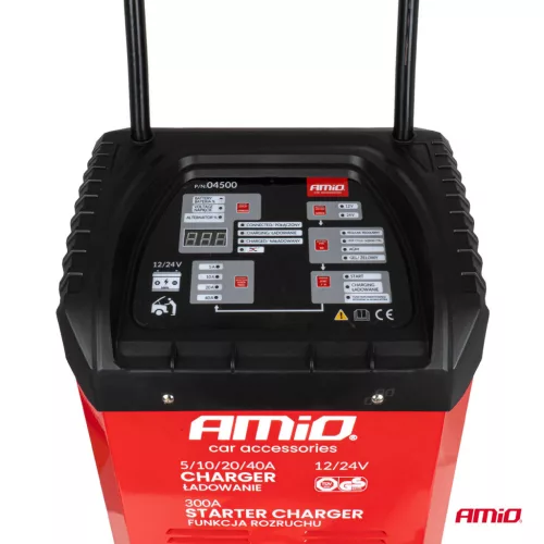 AMiO akkumulátortöltő indításrásegítéssel max. 40A, 12V, 24V, indítóáram 300A, (04500)