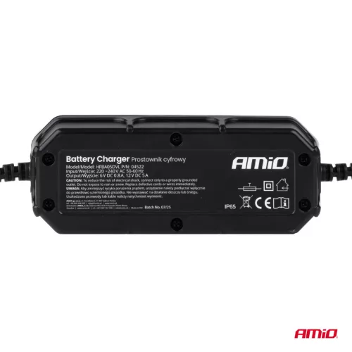 AMiO digitális akkumulátortöltő ólomsavas LFP max. 5A 6/12V (04522)
