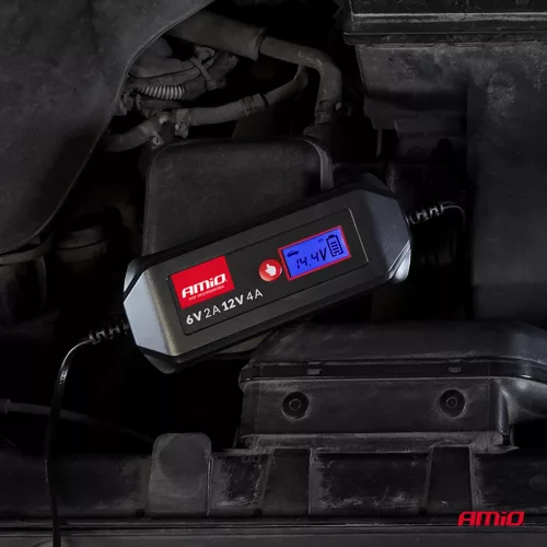 AMiO digitális akkumulátortöltő STD GEL AGM nedves max. 4A 6/12V (04523)
