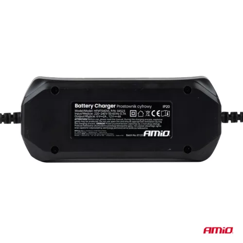 AMiO digitális akkumulátortöltő STD GEL AGM nedves max. 4A 6/12V (04523)