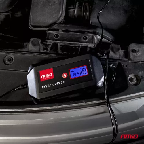 AMiO digitális akkumulátortöltő STD GEL AGM nedves max. 10A 12/24V (04525)