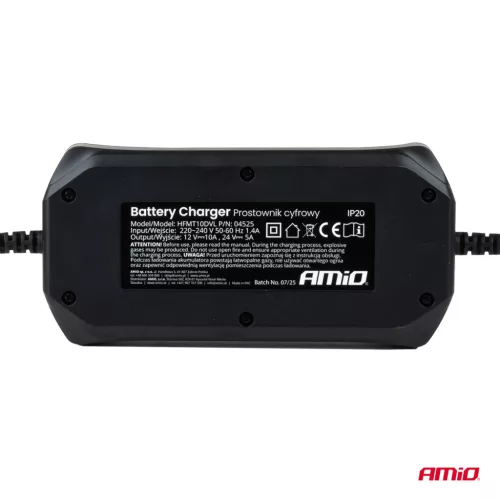 AMiO digitális akkumulátortöltő STD GEL AGM nedves max. 10A 12/24V (04525)