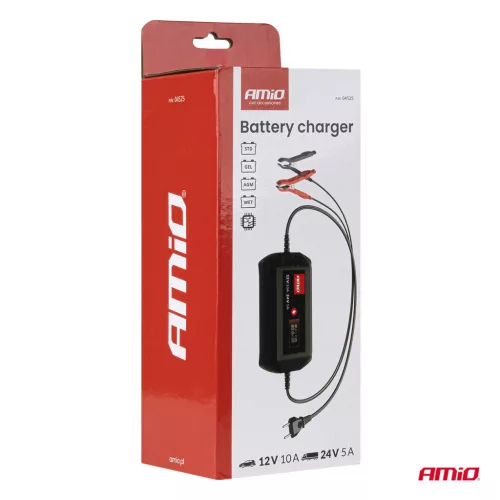 AMiO digitális akkumulátortöltő STD GEL AGM nedves max. 10A 12/24V (04525)