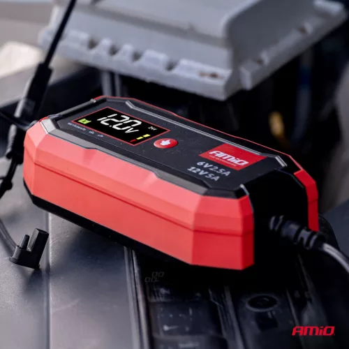 AMiO digitális akkumulátortöltő AGM GEL STD LiFePo4 max. 5A 6/12V PRO (04527)
