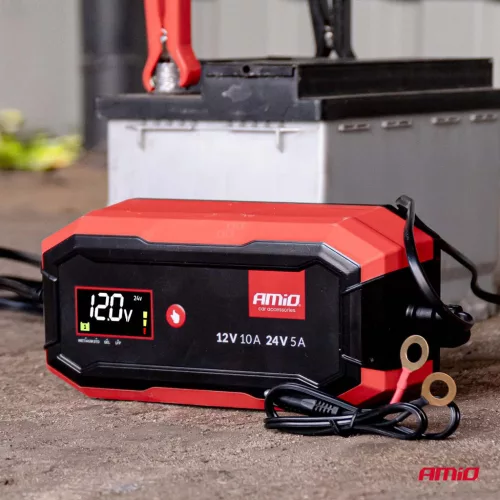 AMiO digitális akkumulátortöltő AGM GEL STD LiFePo4 max. 10A 12/24V PRO (04528)