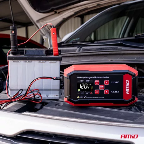 AMiO digitális akkumulátortöltő BOOST AGM GEL STD LiFePo4 max. 16A 12/24V PRO (04529)