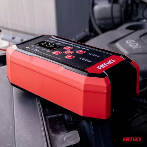 AMiO digitális akkumulátortöltő BOOST AGM GEL STD LiFePo4 max. 16A 12/24V PRO (04529)
