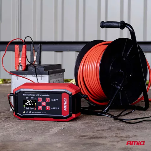 AMiO digitális akkumulátortöltő BOOST AGM GEL STD LiFePo4 max. 25A 12/24V PRO (04530)