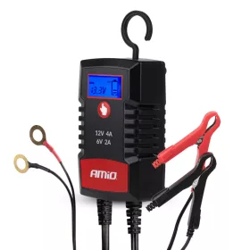   AMiO digitális akkumulátortöltő AGM GEL STD LiFePo4 max. 4A 6/12V PRO kampó (04531)