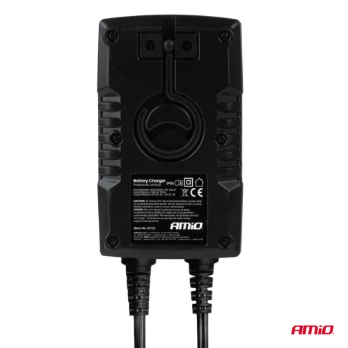 AMiO digitális akkumulátortöltő AGM GEL STD LiFePo4 max. 4A 6/12V PRO kampó (04531)