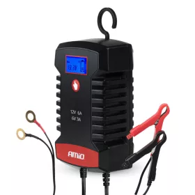   AMiO digitális akkumulátortöltő AGM GEL STD LiFePo4 max. 6A 6/12V PRO kampó (04532)