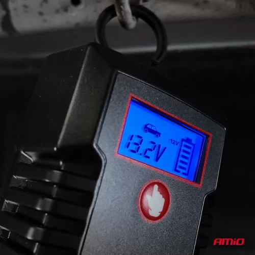 AMiO digitális akkumulátortöltő AGM GEL STD LiFePo4 max. 8A 12/24V PRO kampó (04533)