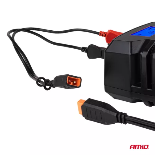 AMiO digitális akkumulátortöltő AGM GEL STD LiFePo4 max. 8A 12/24V PRO kampó (04533)
