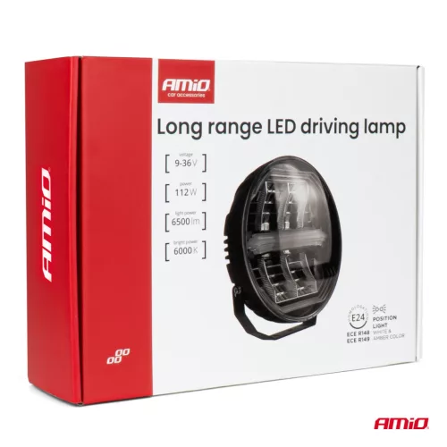 AMiO LED-es távolsági fényszóró helyzetjelzővel 112W 12V 24V (04534)