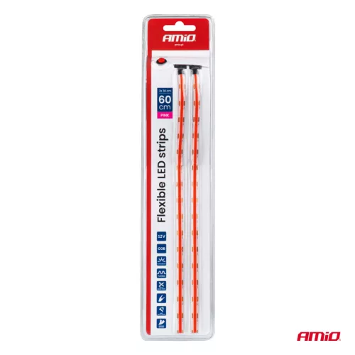 AMiO rugalmas COB LED-szalagok, rózsaszín 2x30 cm 12 V (04570)