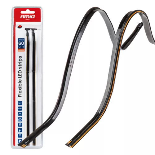 AMiO rugalmas COB LED-es oldalsó fénycsíkok narancssárga 2x30cm 12V (04574)