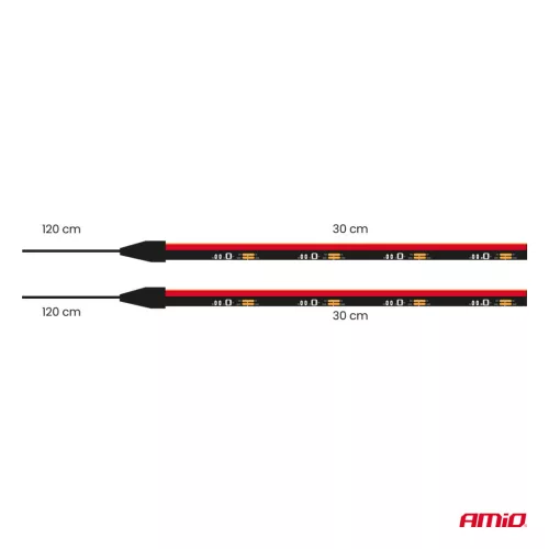 AMiO rugalmas LED-es oldalsó fénycsíkok piros 2x30cm 12V (04576)