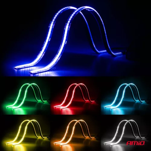 AMiO rugalmas COB LED-szalagok – vezérlő többszínű RGB 2x30cm 12V (04579)