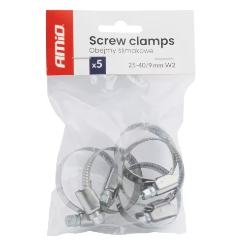 AMiO csavaros tömlőbilincs 5 db 25-40mm/9mm W2 (04586)