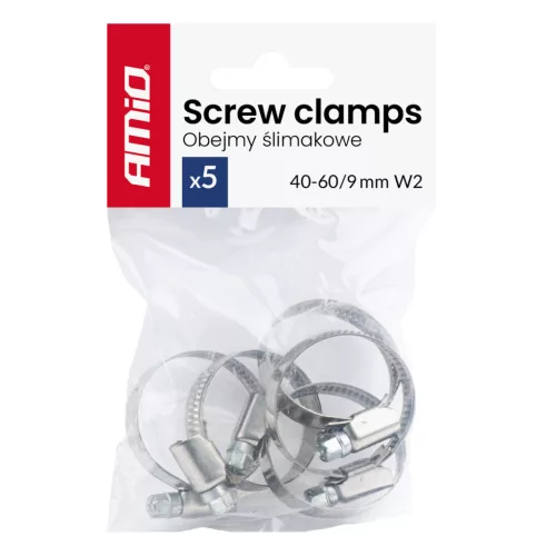 AMiO csavaros tömlőbilincs 5 db 40-60mm/9mm W2 (04588)