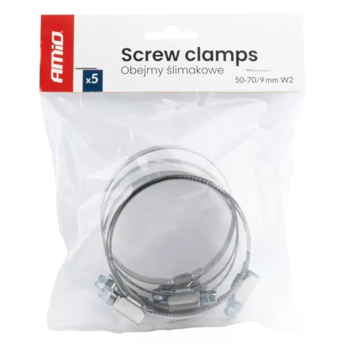AMiO csavaros tömlőbilincs 5 db 50-70mm/9mm W2 (04589)