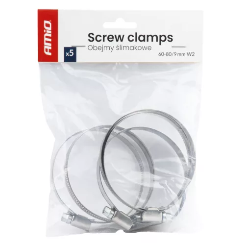 AMiO csavaros tömlőbilincs 5 db 60-80mm/9mm W2 (04590)