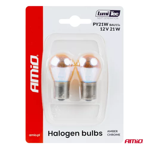 AMiO halogénizzók PY21W 12V21W BAU15S LumiTec borostyánsárga króm 2 db (04627)