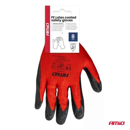 AMiO PE Latex bevonatos munkavédelmi kesztyű 4 db méret 8 (2 pár), 2121X (04635)