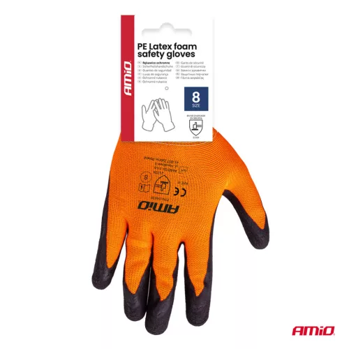 AMiO PE Latex habbevonatos munkavédelmi kesztyű 4 db méret 8 (2 pár), (04639)