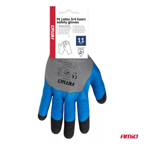AMiO PE Latex 3/4 habbevonatos munkavédelmi kesztyű 4 db méret 11 (2 pár), 3131X (04646)