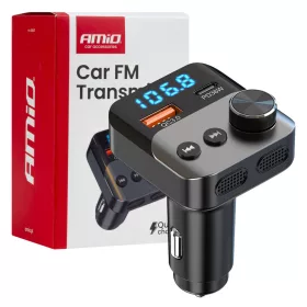   AMiO autós FM-transzmitter 1×USB-A 1×USB-C 12V 24V (04647)