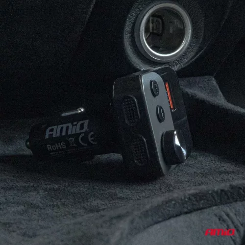 AMiO autós FM-transzmitter 1×USB-A 1×USB-C 12V 24V (04647)