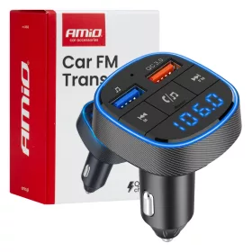 AMiO autós FM-transzmitter 2×USB-A 12V 24V (04648)