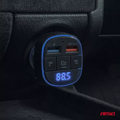 AMiO autós FM-transzmitter 2×USB-A 12V 24V (04648)