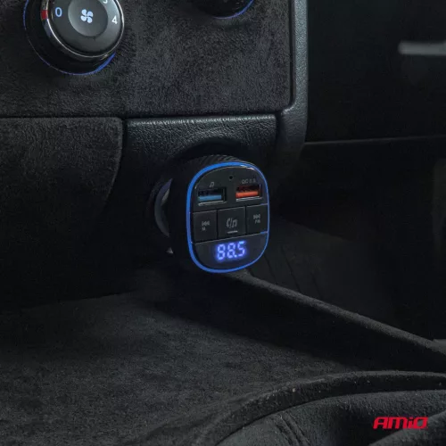 AMiO autós FM-transzmitter 2×USB-A 12V 24V (04648)
